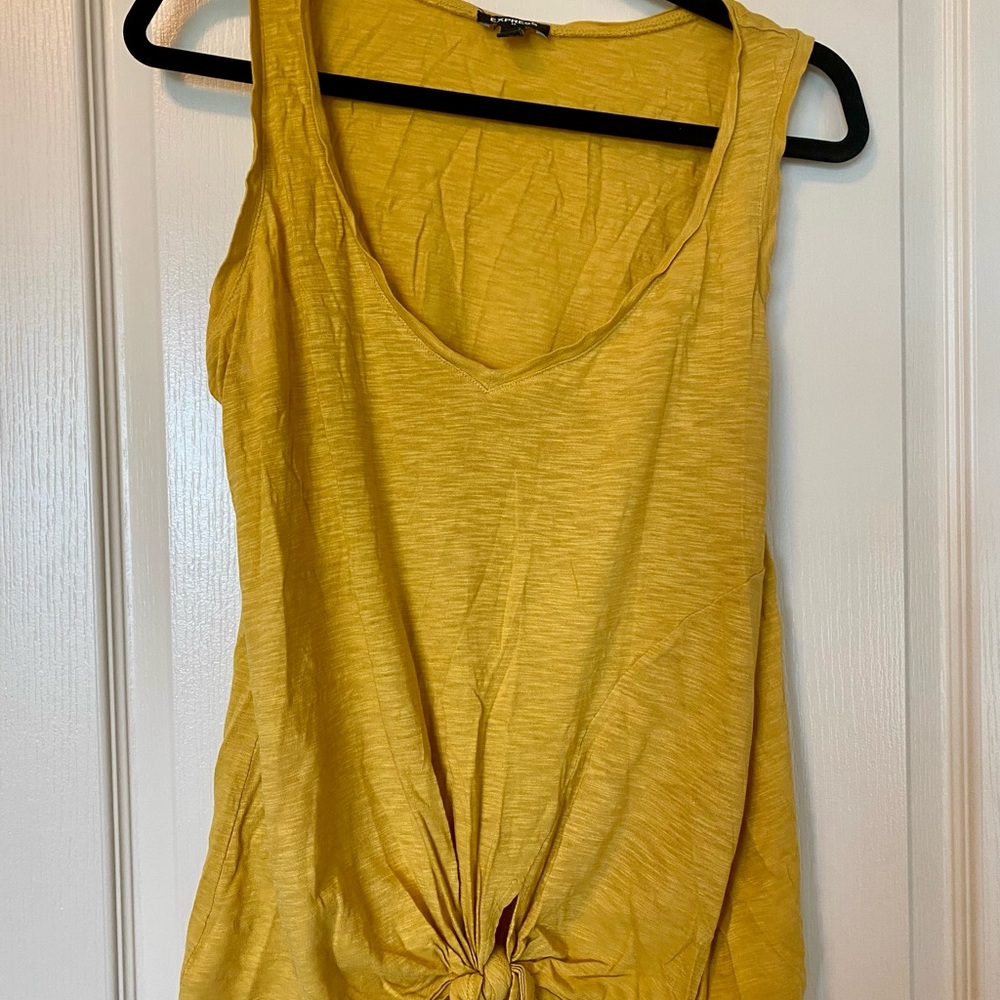 Express Gold Sleeveless Tie Front Tank Top